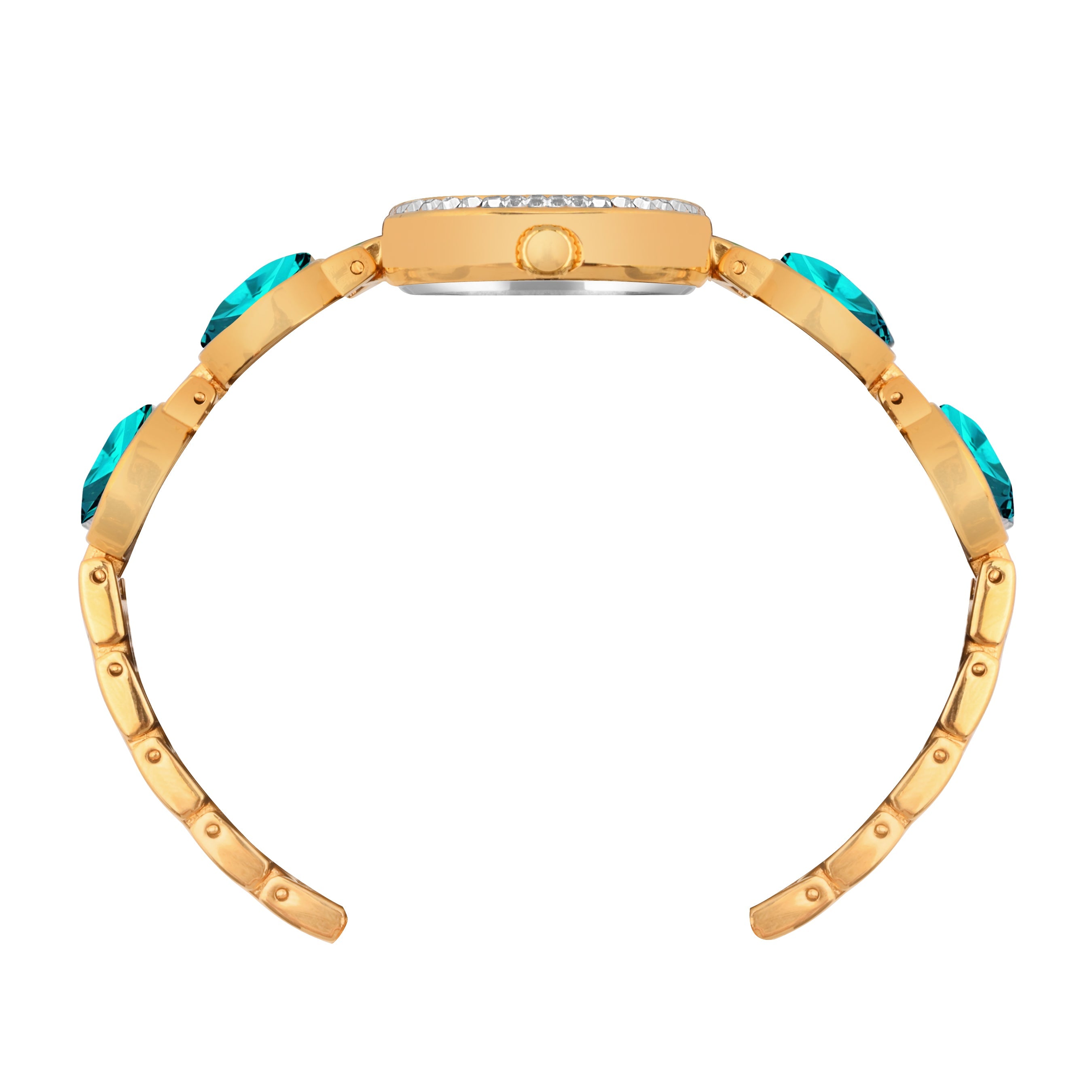 Benling Women's Quartz Watch with Gold Bracelet and Crystal Accents - Gift Set with Pearl Box and Bracelet