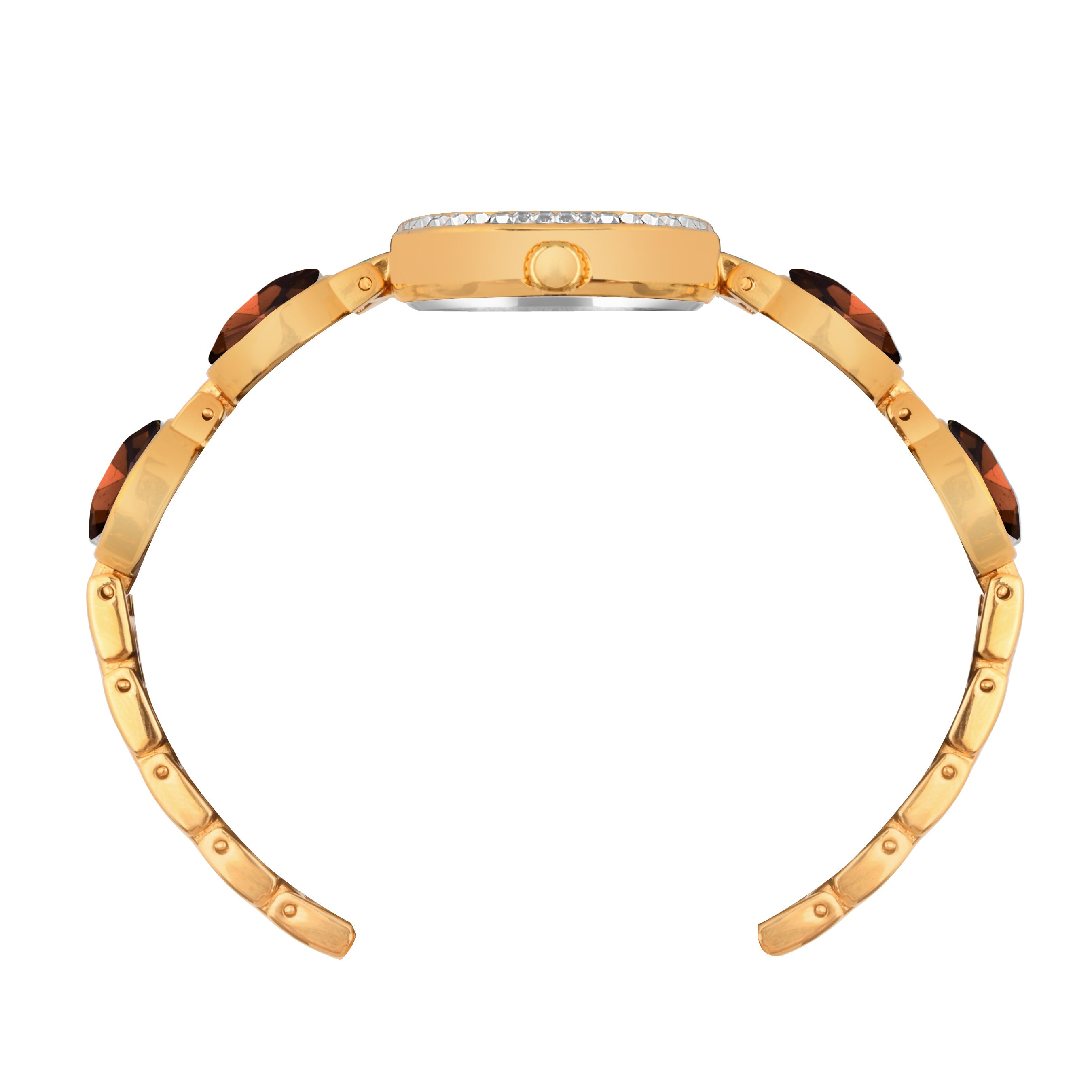 Benling Women's Quartz Watch with Gold Bracelet and Crystal Accents - Gift Set with Pearl Box and Bracelet