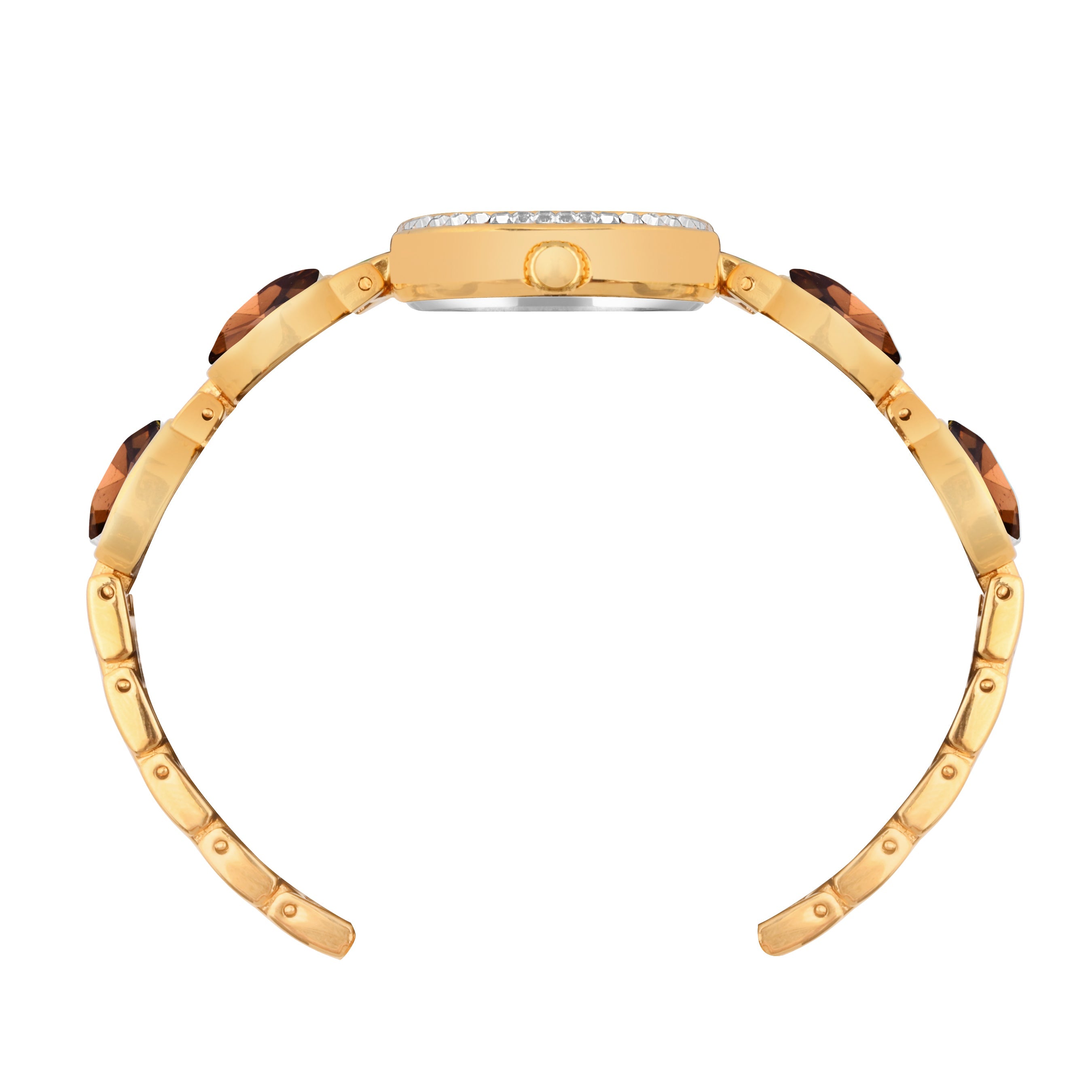 Benling Women's Quartz Watch with Gold Bracelet and Crystal Accents - Gift Set with Pearl Box and Bracelet