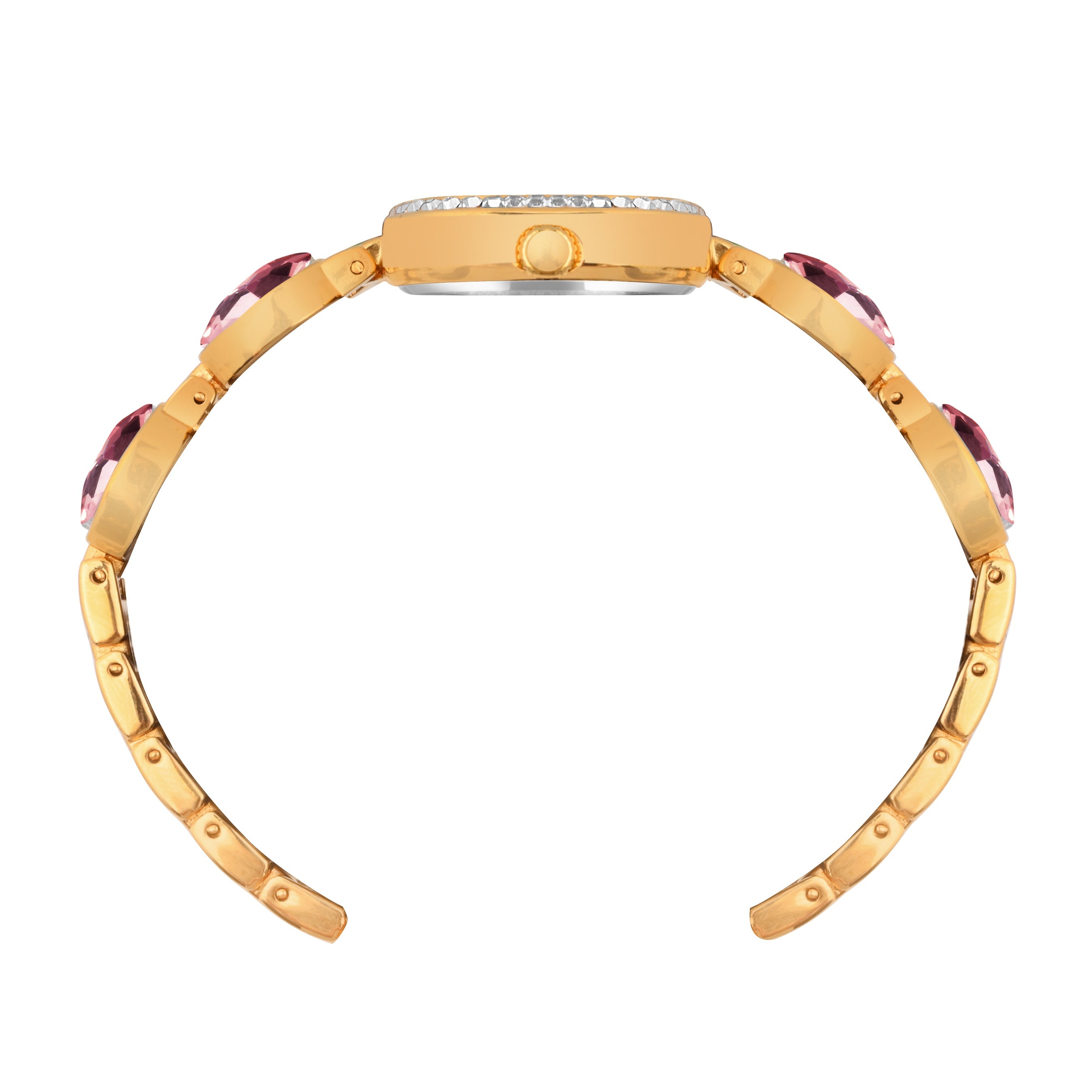 Benling Women's Quartz Watch with Gold Bracelet and Crystal Accents - Gift Set with Pearl Box and Bracelet