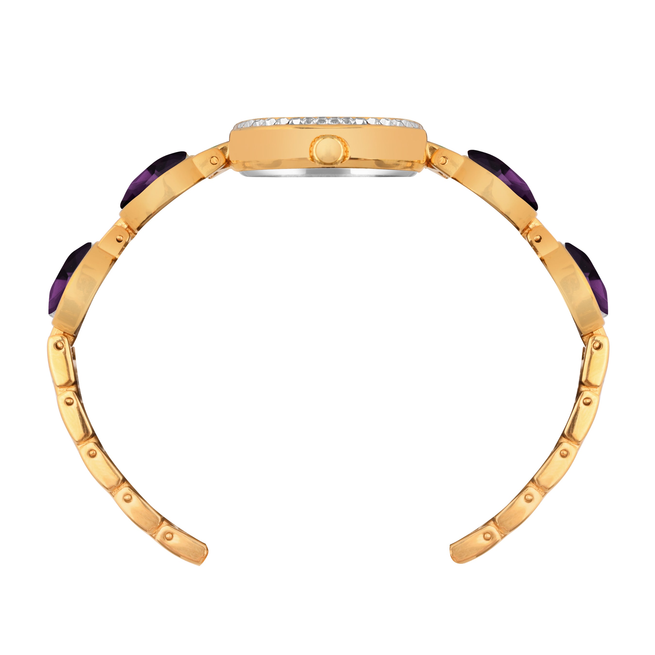 Benling Women's Quartz Watch with Gold Bracelet and Crystal Accents