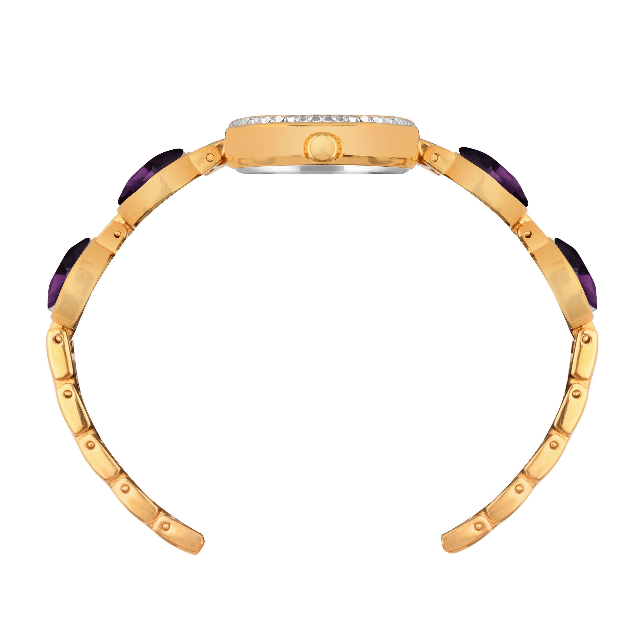 Benling Women's Quartz Watch with Gold Bracelet and Crystal Accents - Gift Set with Pearl Box and Bracelet