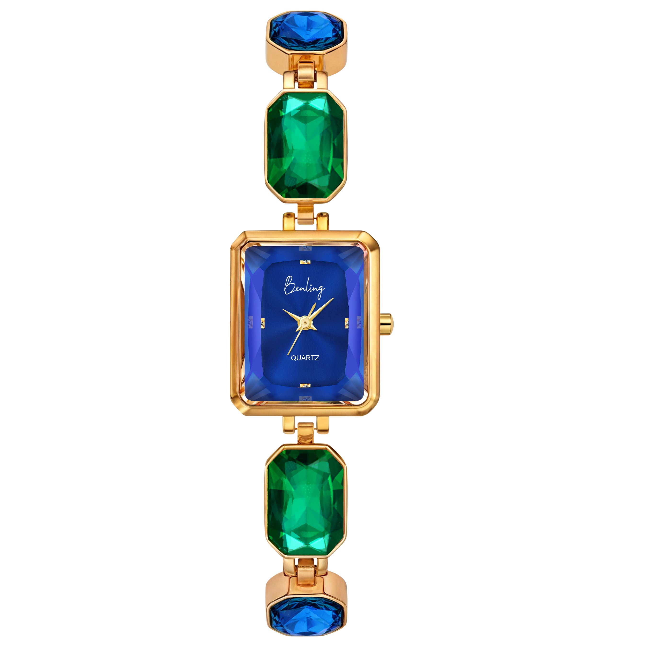 Benling Square Gemstone Dial Watch - Luxurious Wrist Watch for Women