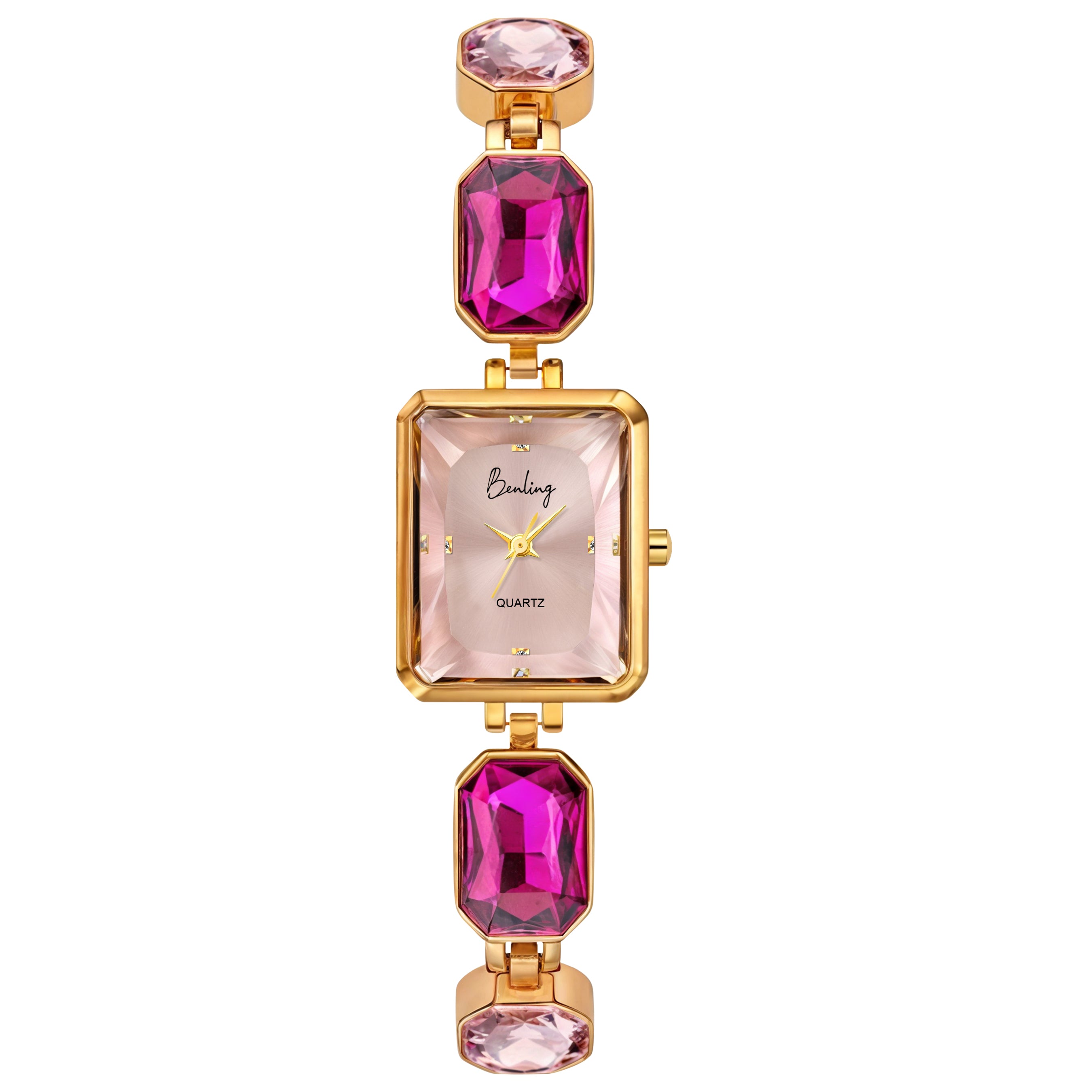 Benling Square Gemstone Dial Watch - Luxurious Wrist Watch for Women