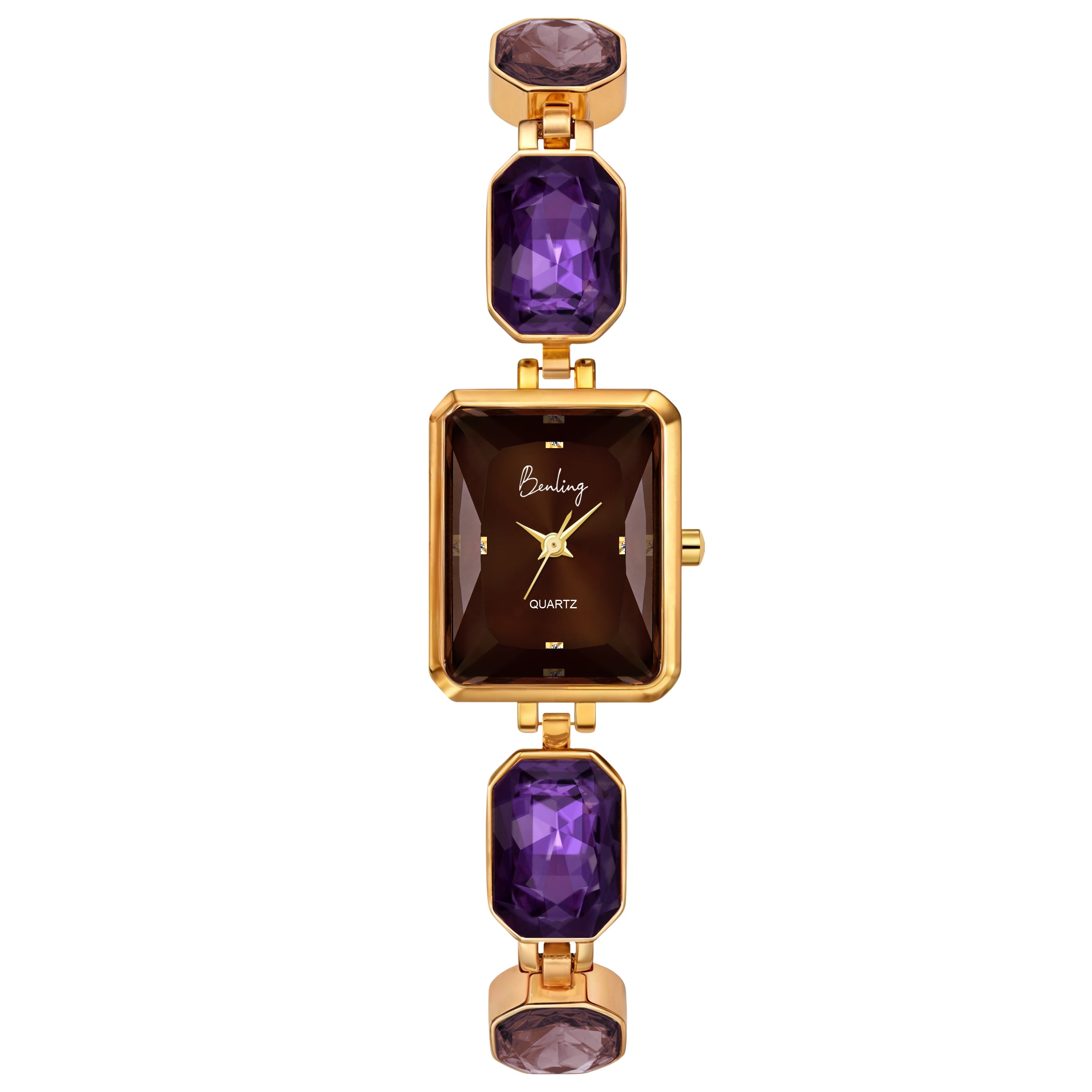 Benling Square Gemstone Dial Watch - Luxurious Wrist Watch for Women