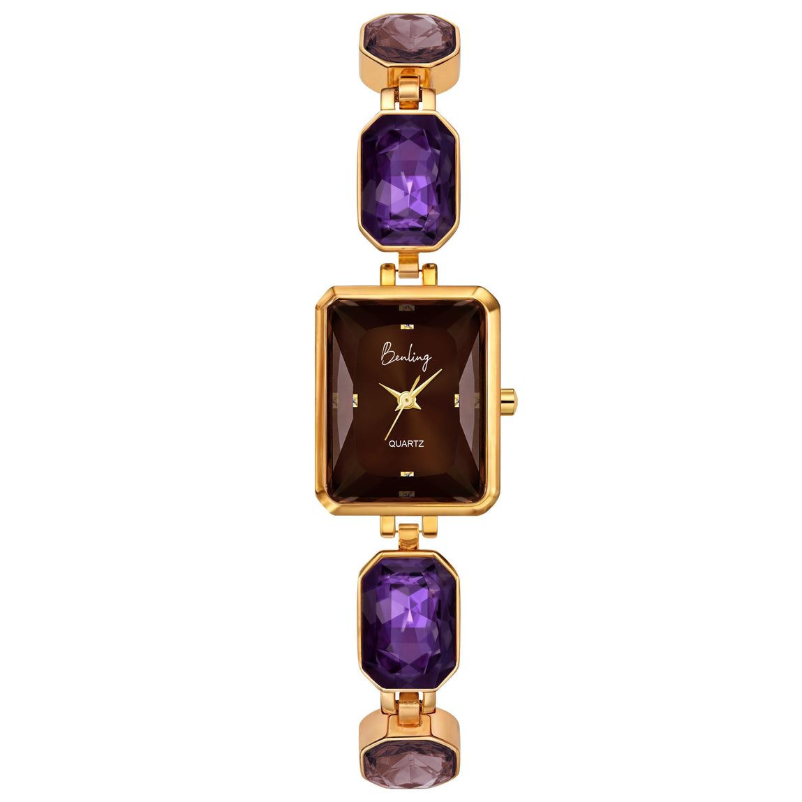 Benling Square Gemstone Dial Watch Luxurious Wrist Watch for Women
