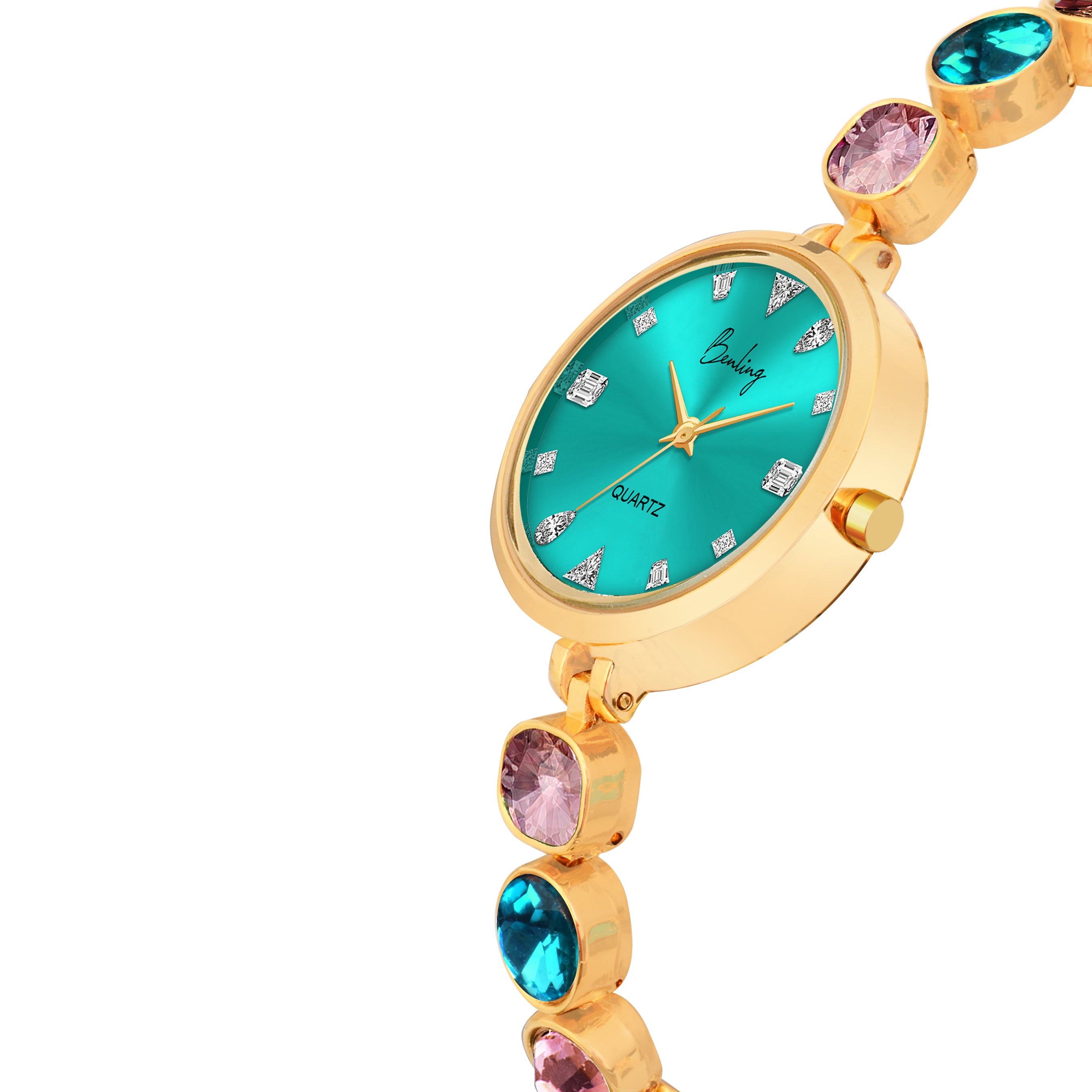 Benling Elegant Crystal-Studded Quartz Watch for Women – Luxury Design with Sparkling Stones BL-1045