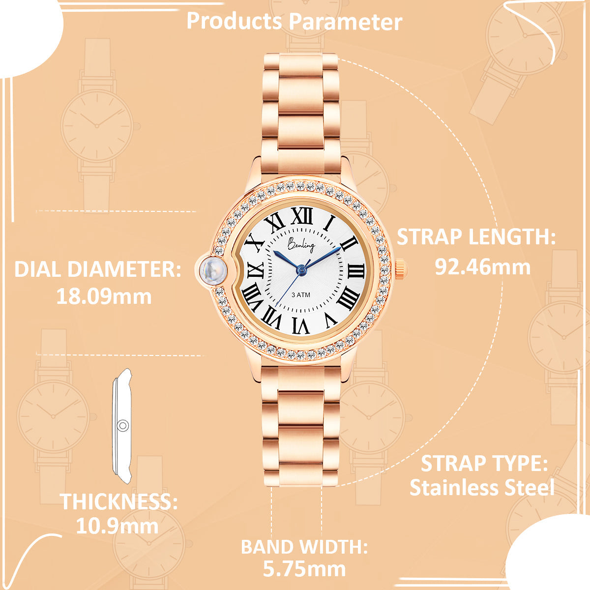 Benling Women’s Nano Projection Watch Gift Set – Says 