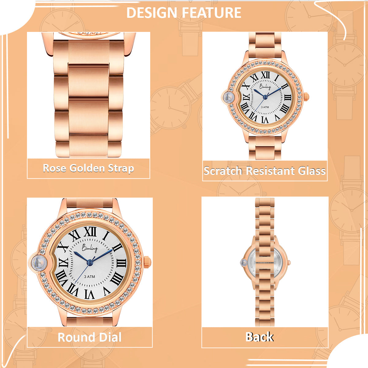 Benling Women’s Nano Projection Watch Gift Set – Says 