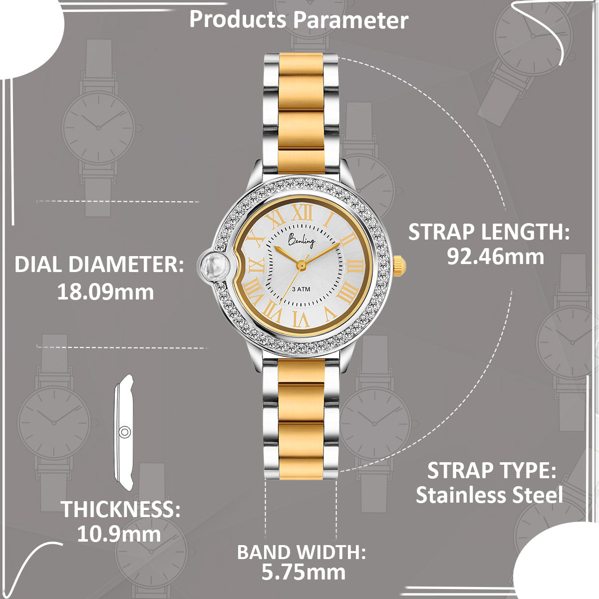 Benling Women’s Nano Projection Watch Gift Set – Says 