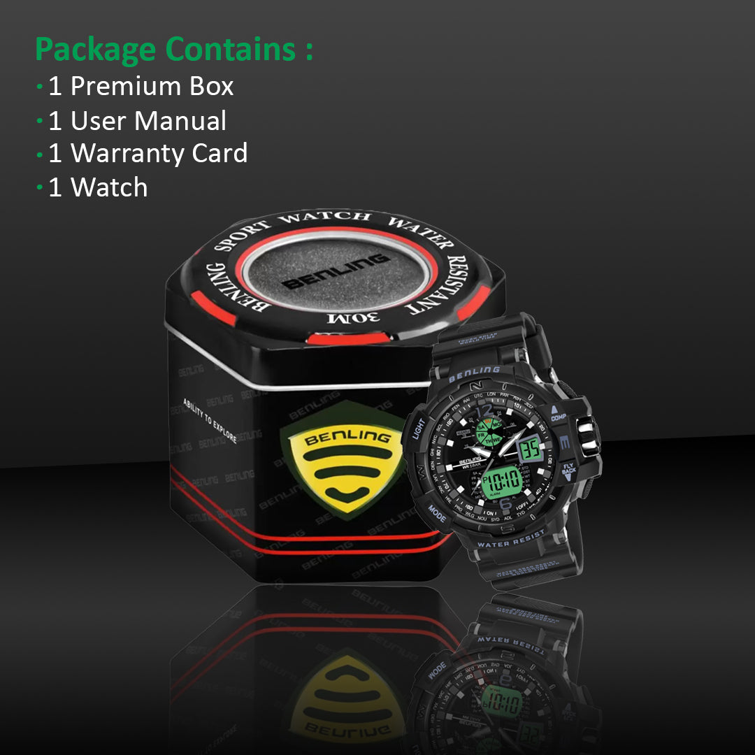 Analog Digital Watch with EL Backlight-SKBLANDG-6003 My Store