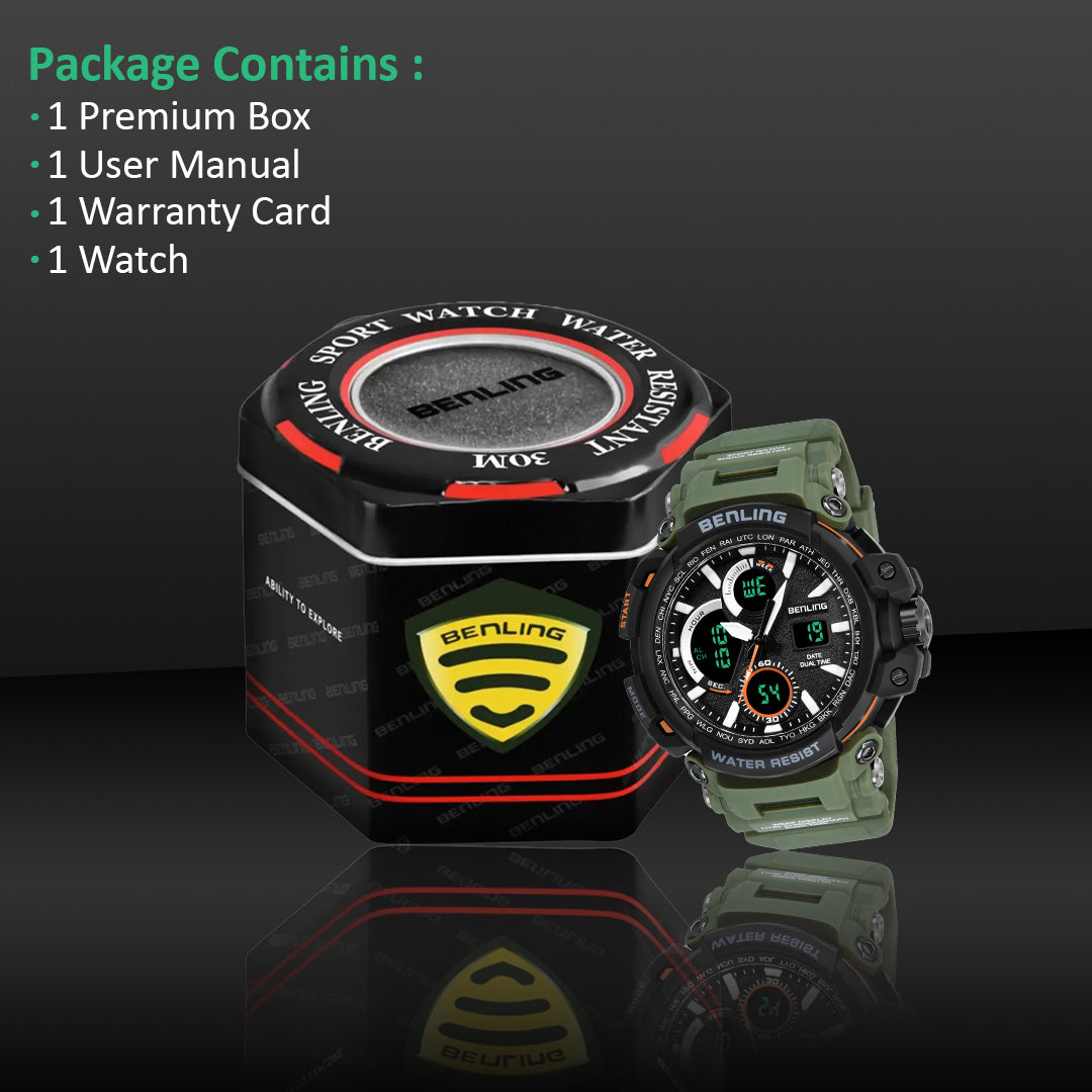 Benling Stylish and Functional Analog Digital Watch with EL Backlight – SKBLANDG-6001