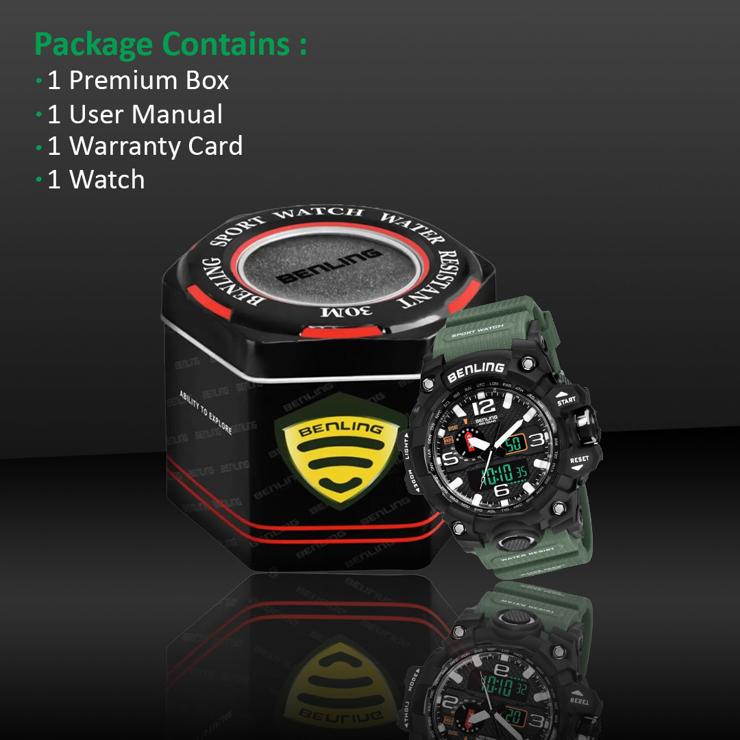 Benling EL Backlight Analog Digital Watch-SKBLANDG-6002