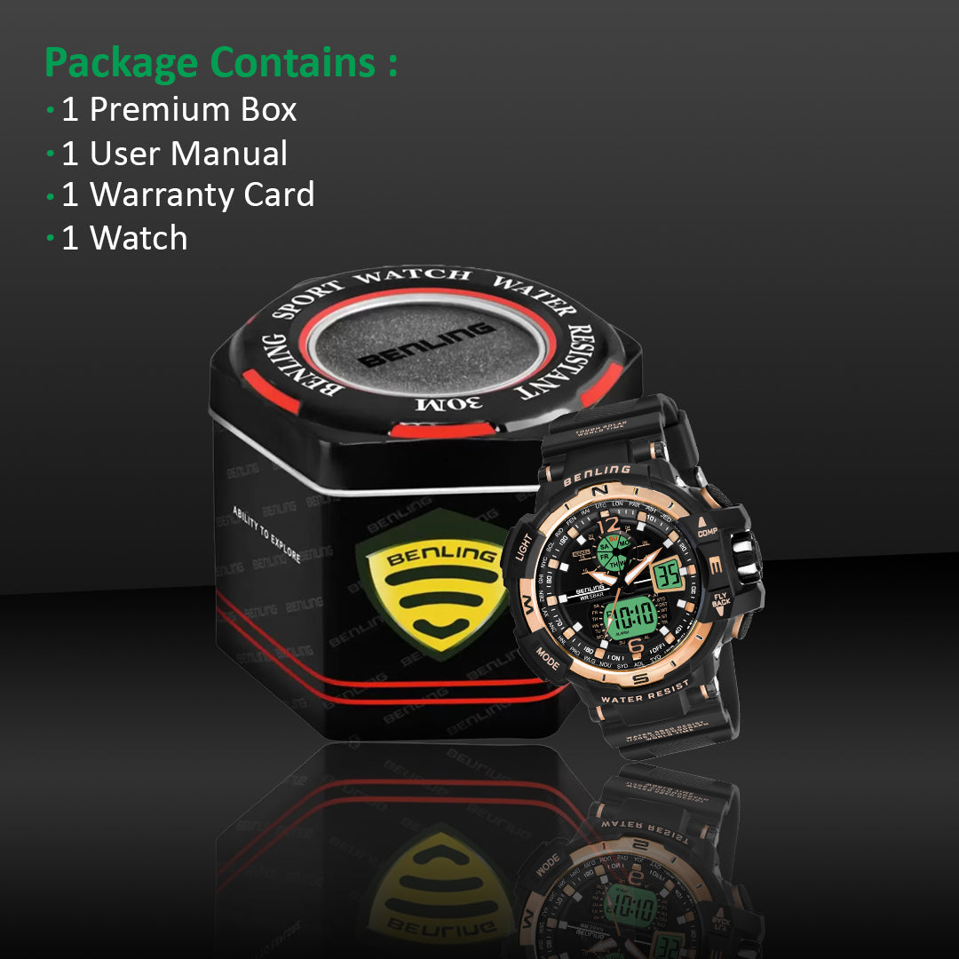 Analog Digital Watch with EL Backlight-SKBLANDG-6003