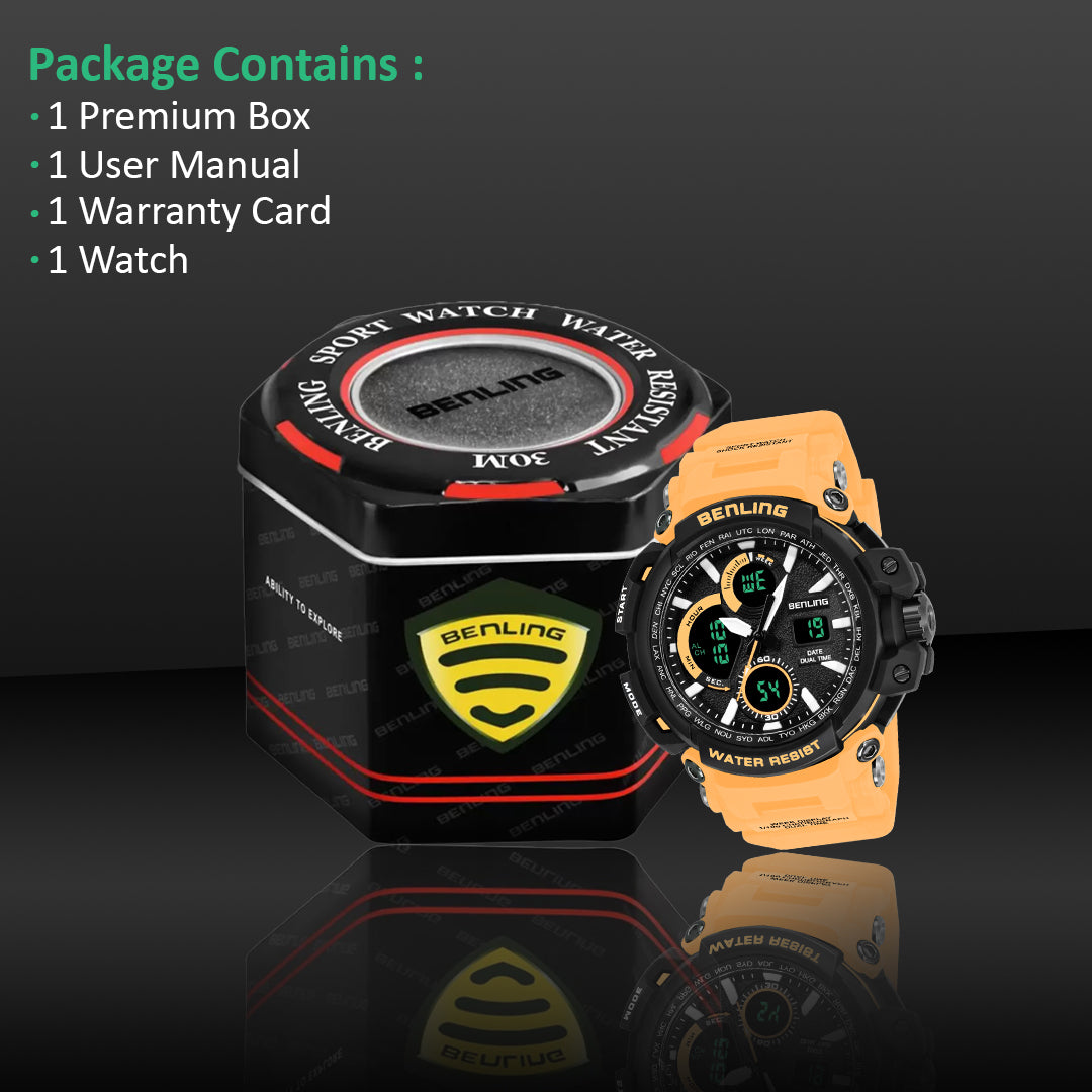 Benling Stylish and Functional Analog Digital Watch with EL Backlight – SKBLANDG-6001