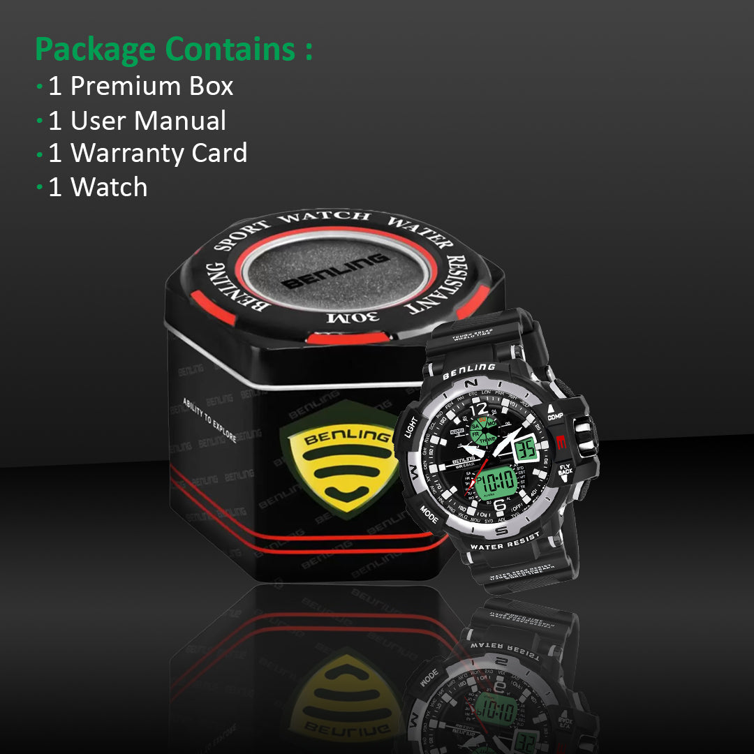 Analog Digital Watch with EL Backlight-SKBLANDG-6003