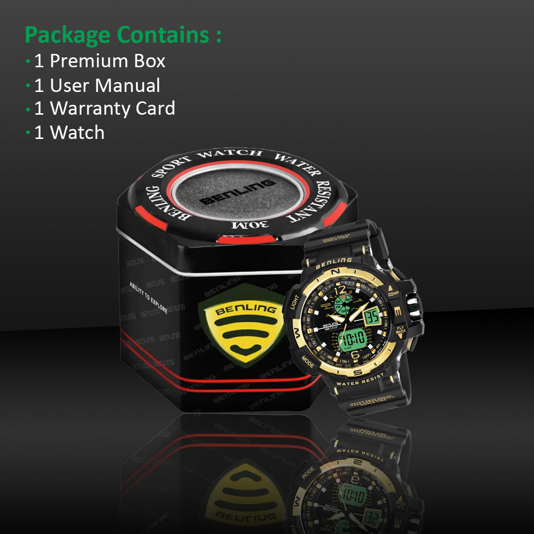 Analog Digital Watch with EL Backlight-SKBLANDG-6003