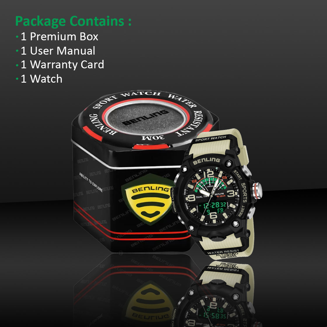 Benling Men’s 5-Color Analog Digital Watch – SKBLANDG-6008