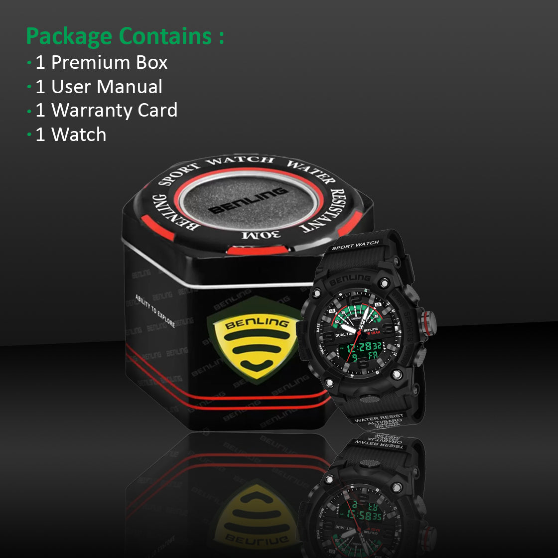 Benling Men’s 5-Color Analog Digital Watch – SKBLANDG-6008