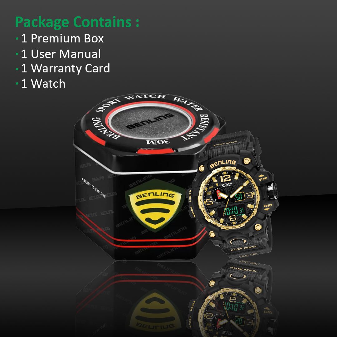 Benling EL Backlight Analog Digital Watch-SKBLANDG-6002