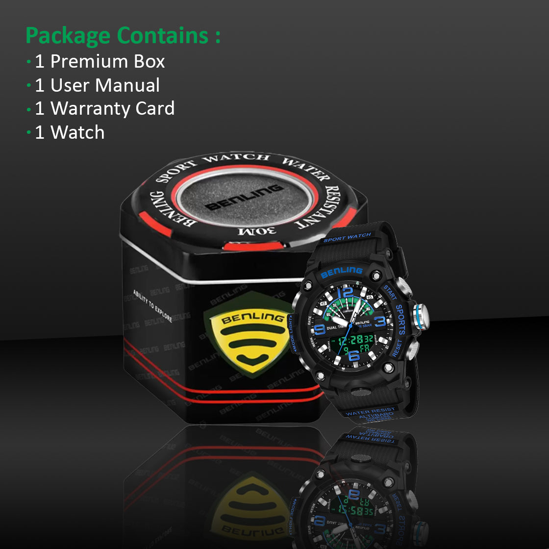 Benling Men’s 5-Color Analog Digital Watch – SKBLANDG-6008