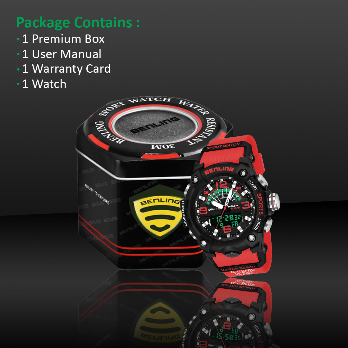 Benling Men’s 5-Color Analog Digital Watch – SKBLANDG-6008