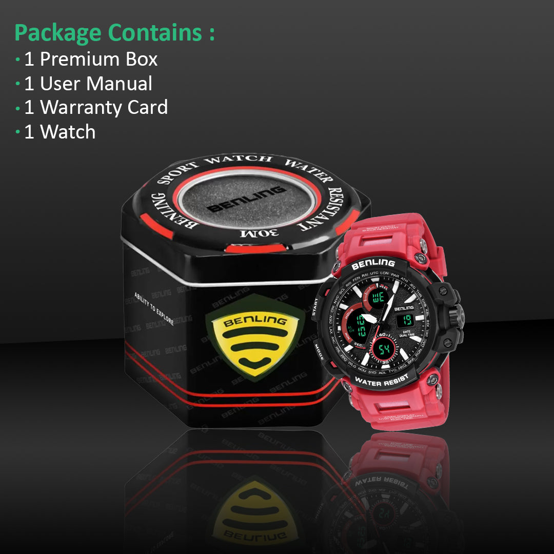 Benling Stylish and Functional Analog Digital Watch with EL Backlight – SKBLANDG-6001
