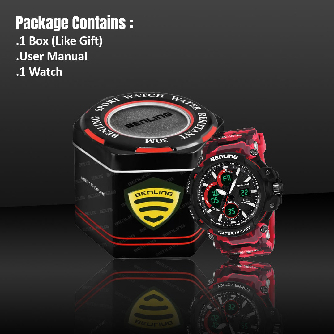 Benling Stylish and Functional Analog Digital Watch with EL Backlight – SKBLANDG-6001
