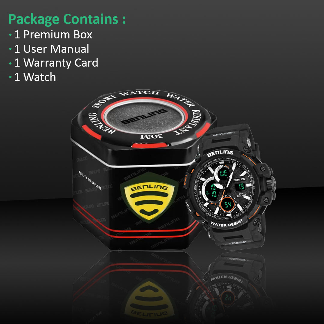 Benling Stylish and Functional Analog Digital Watch with EL Backlight – SKBLANDG-6001