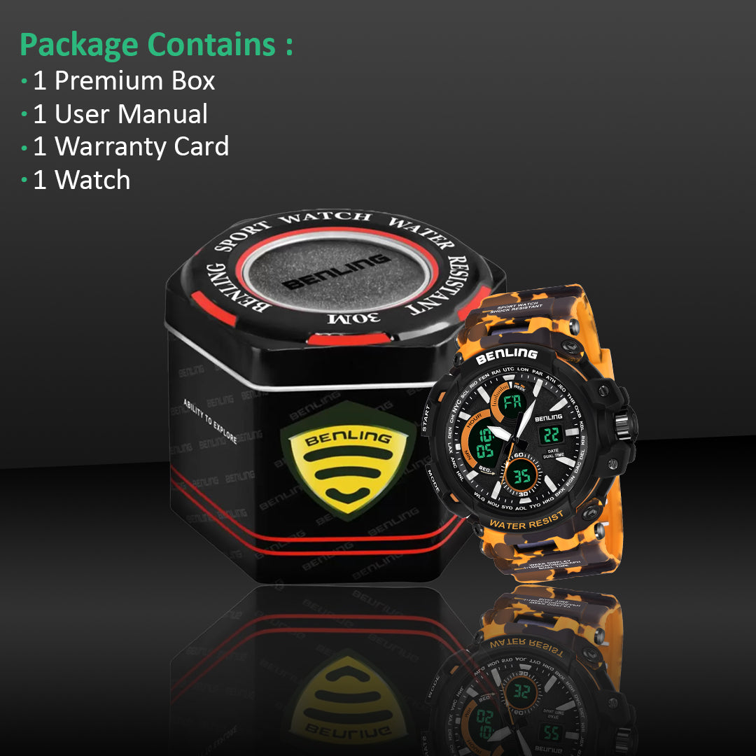 Benling Stylish and Functional Analog Digital Watch with EL Backlight – SKBLANDG-6001