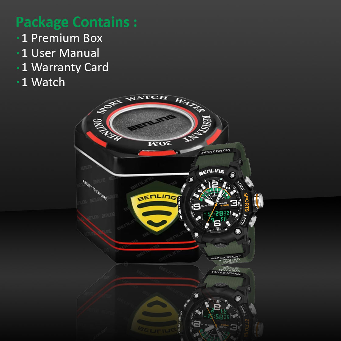 Benling Men’s 5-Color Analog Digital Watch – SKBLANDG-6008