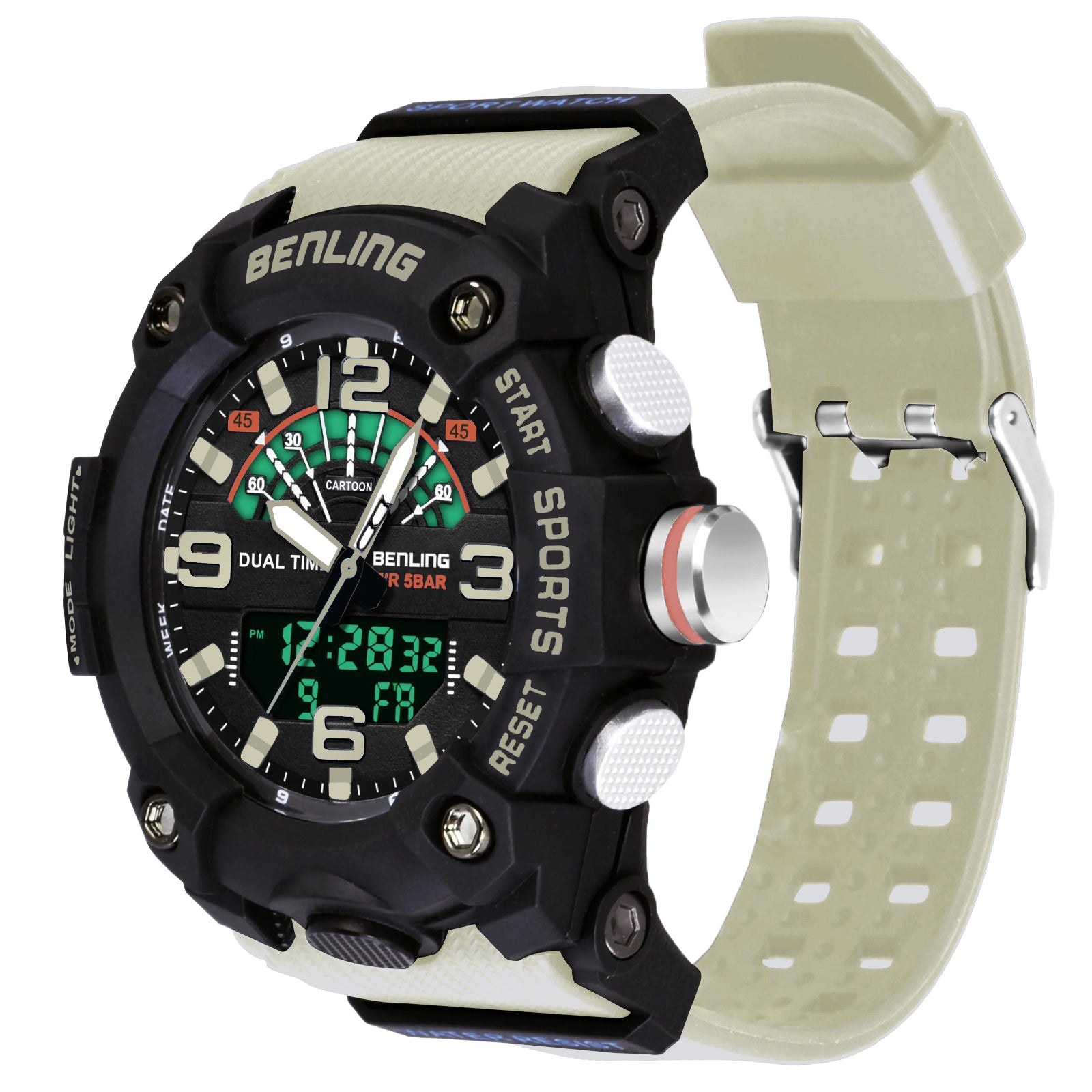 Benling Men’s 5-Color Analog Digital Watch – SKBLANDG-6008