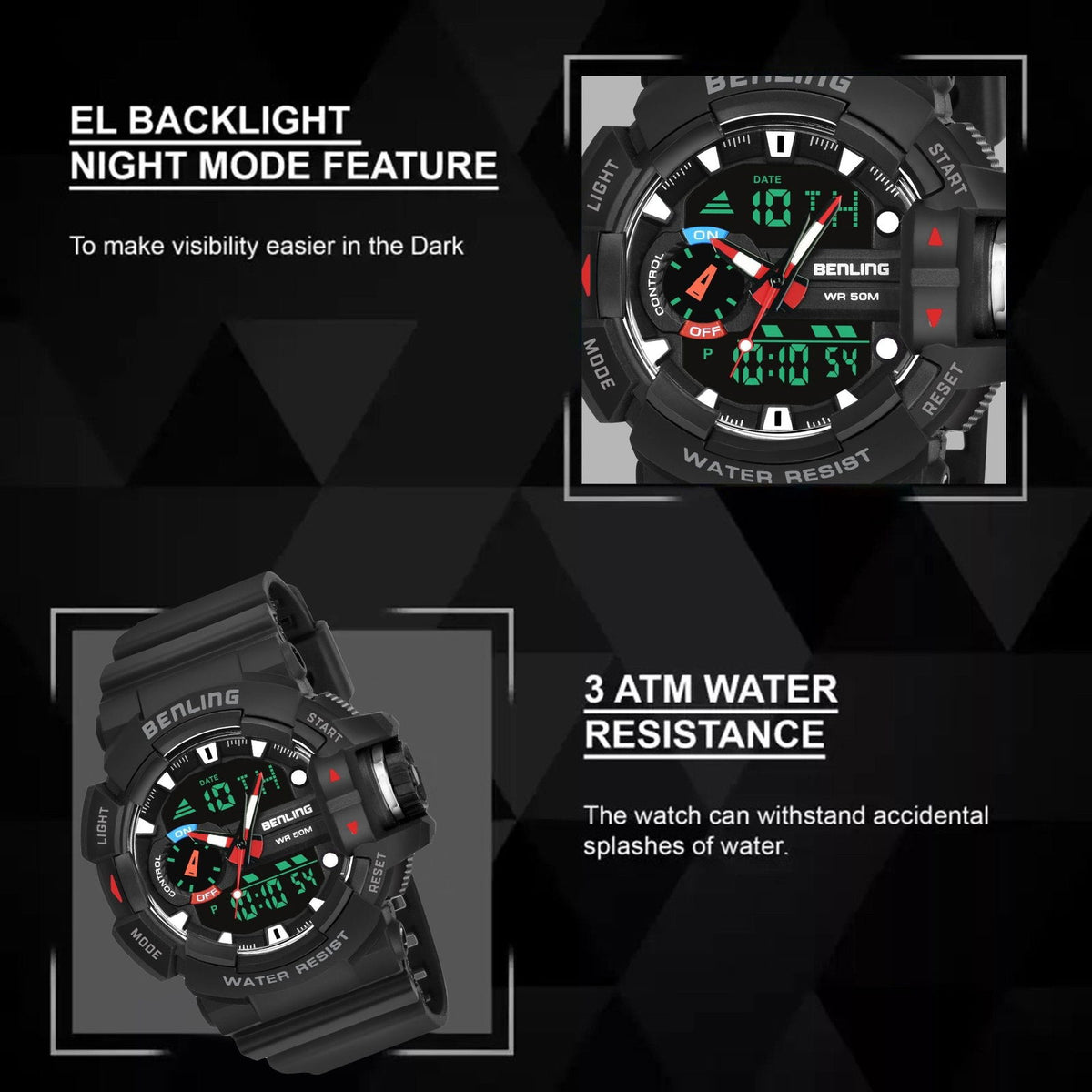 Benling Affordable and Durable Ana-Digital Watch with EL Backlight-SKBLANDG-6005 - Benling