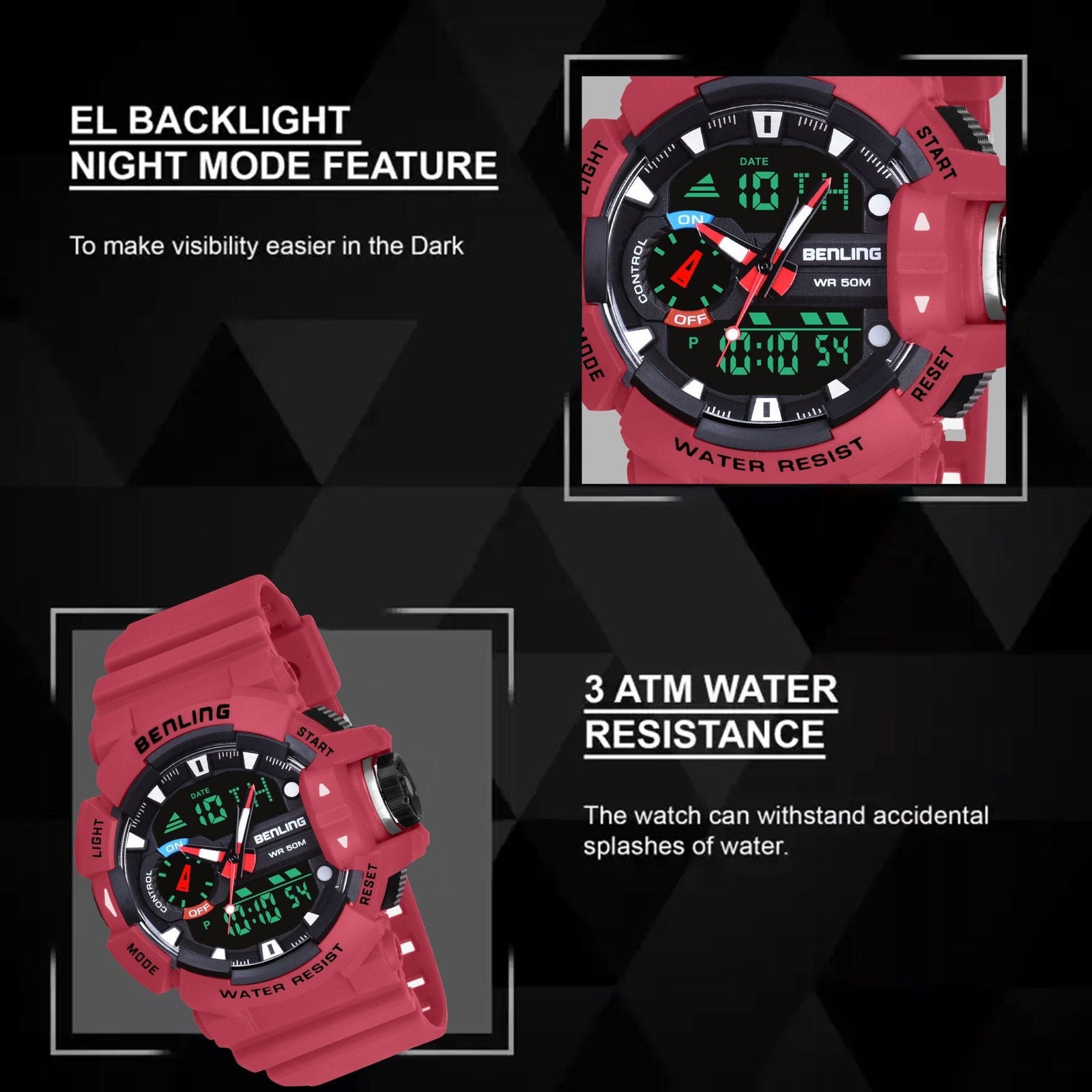 Benling Affordable and Durable Ana-Digital Watch with EL Backlight-SKBLANDG-6005