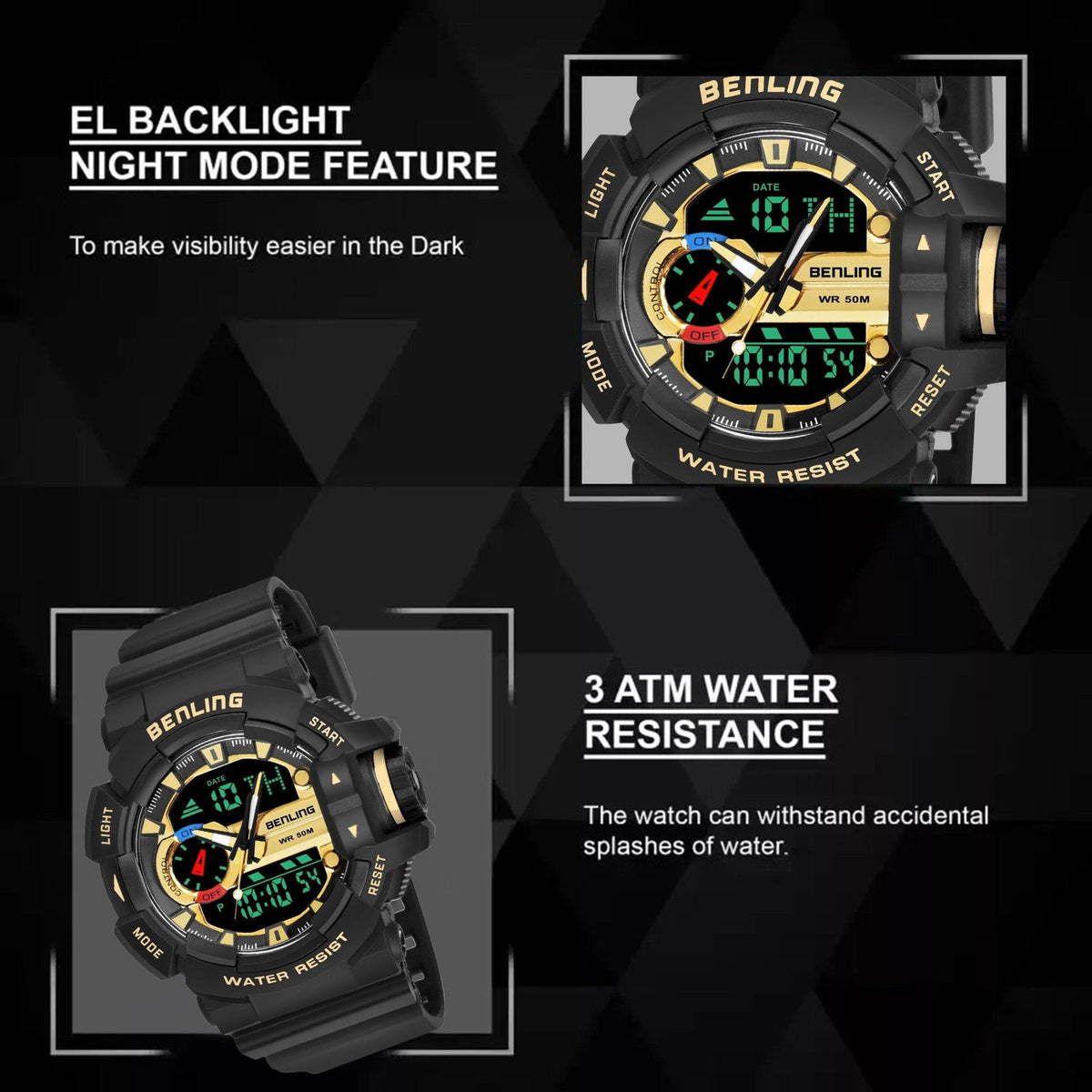 Benling Affordable and Durable Ana-Digital Watch with EL Backlight-SKBLANDG-6005 - Benling
