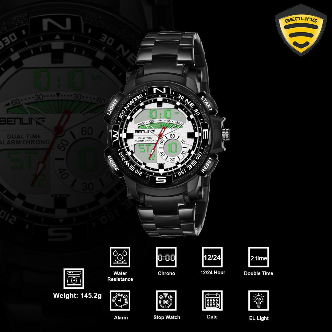 Benling Ana Digital Stainless Steel Chain Watch for Men