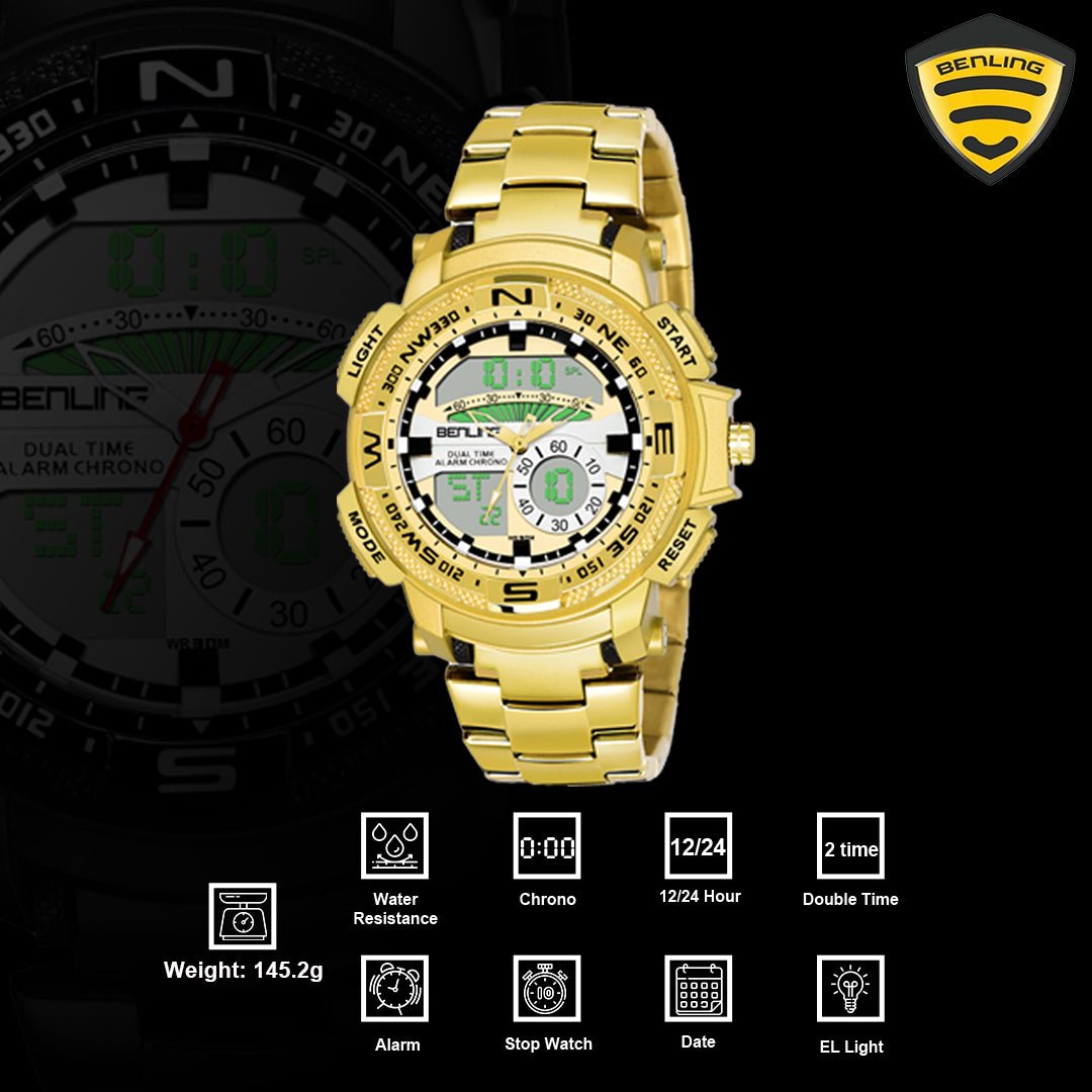 Benling Ana Digital Stainless Steel Chain Watch for Men