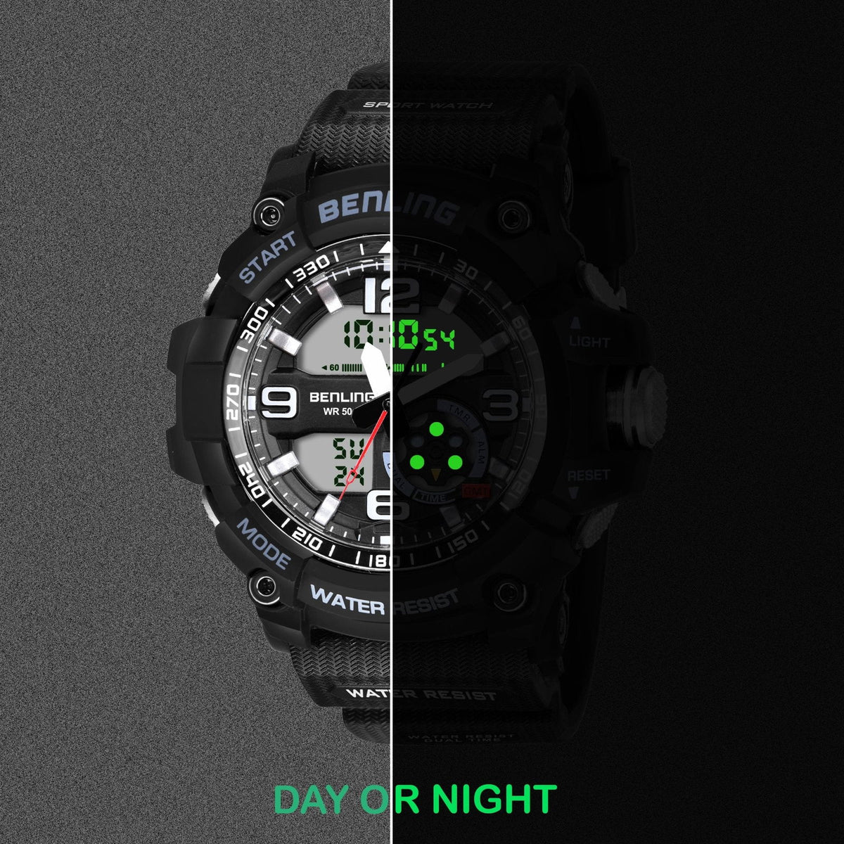 Benling Analog Digital Watch with EL Backlight – SKBLANDG-6006 - Benling