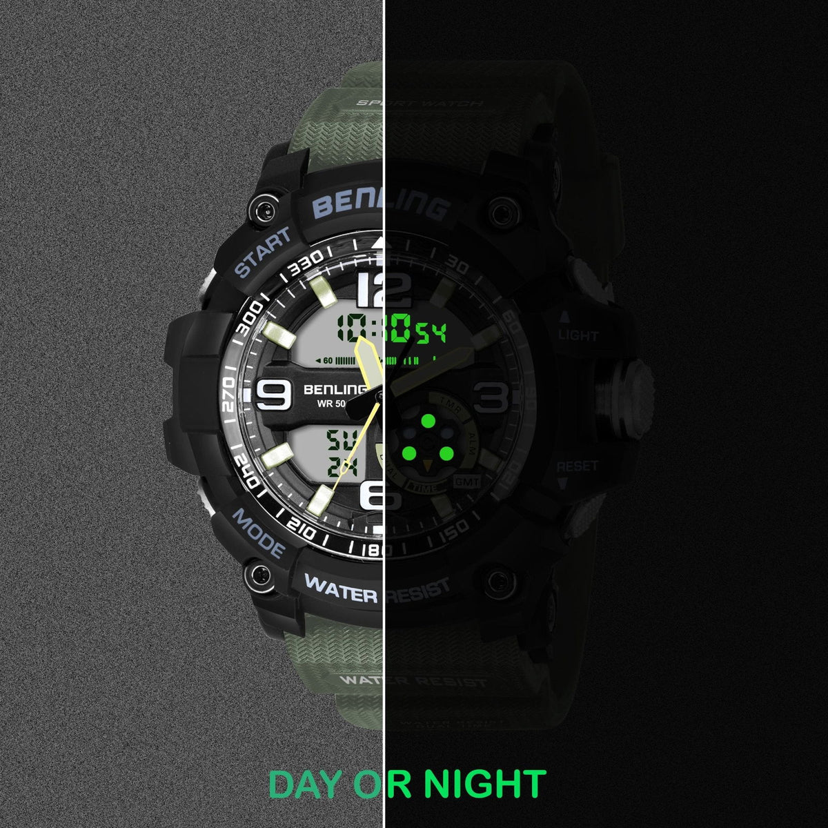 Benling Analog Digital Watch with EL Backlight – SKBLANDG-6006 - Benling