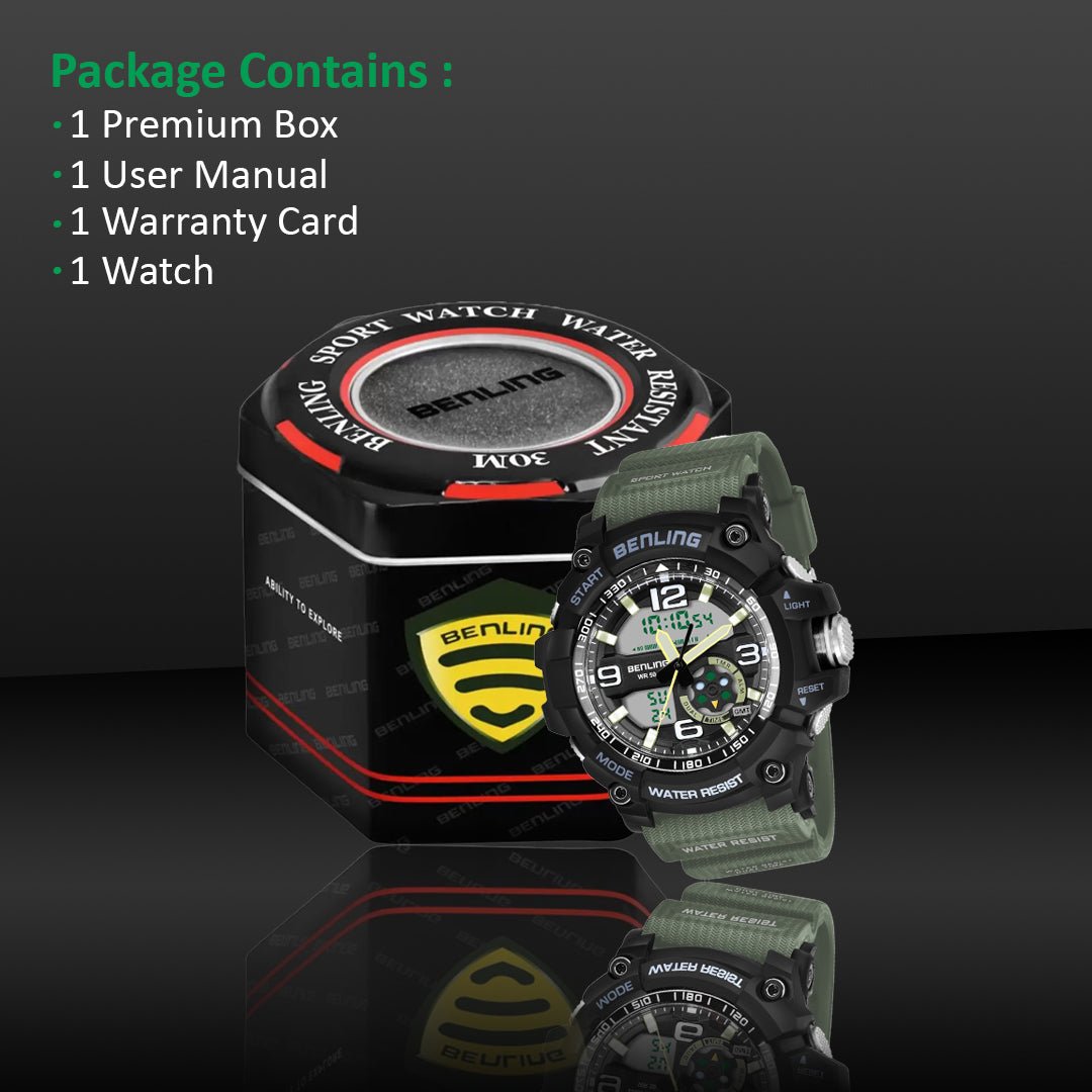 Benling Analog Digital Watch with EL Backlight – SKBLANDG-6006 - Benling