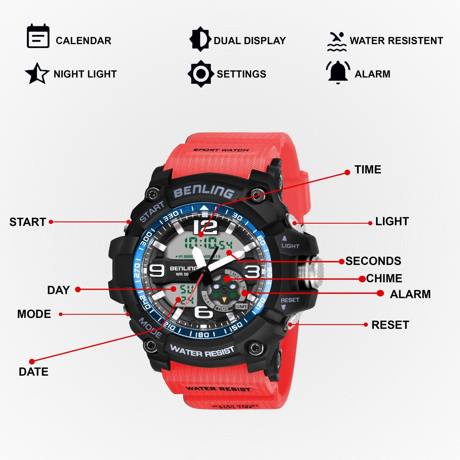 Benling Analog Digital Watch with EL Backlight – SKBLANDG-6006