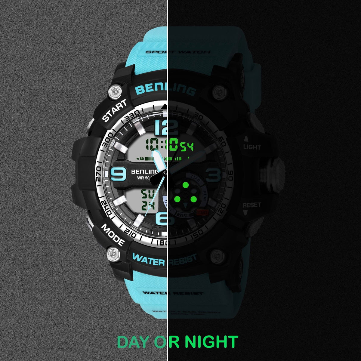 Benling Analog Digital Watch with EL Backlight – SKBLANDG-6006 - Benling