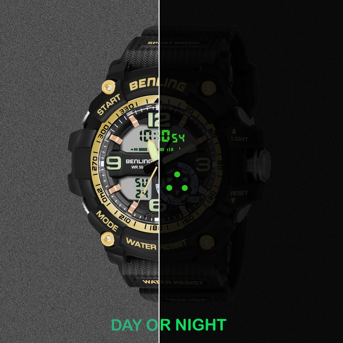 Benling Analog Digital Watch with EL Backlight – SKBLANDG-6006 - Benling