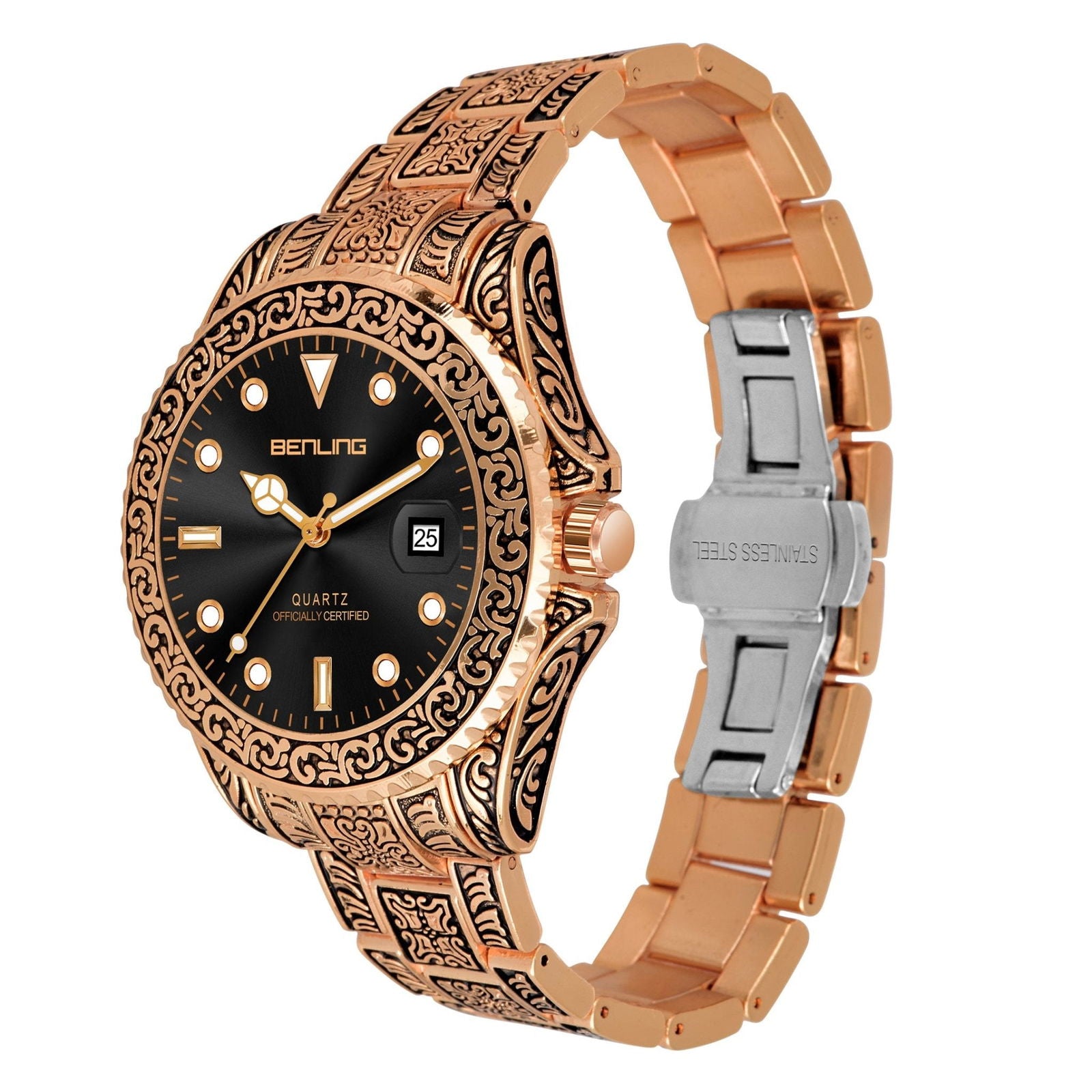 Benling BL-1019 Antique-Style Men's Watch with Date Display.