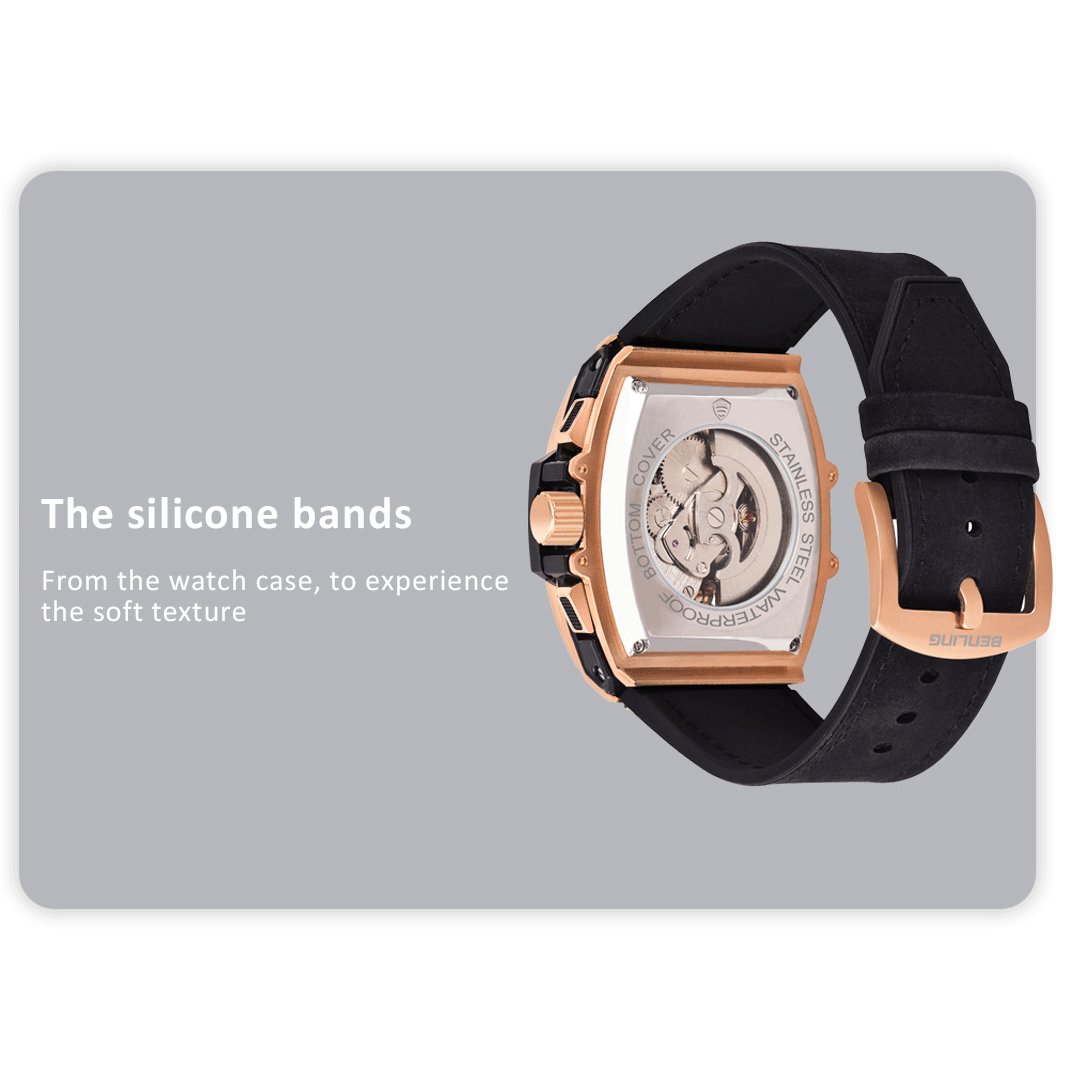 Benling Big Bang Series Multifunctional Square Shaped Steel Dial with Date Display Automatic Watch