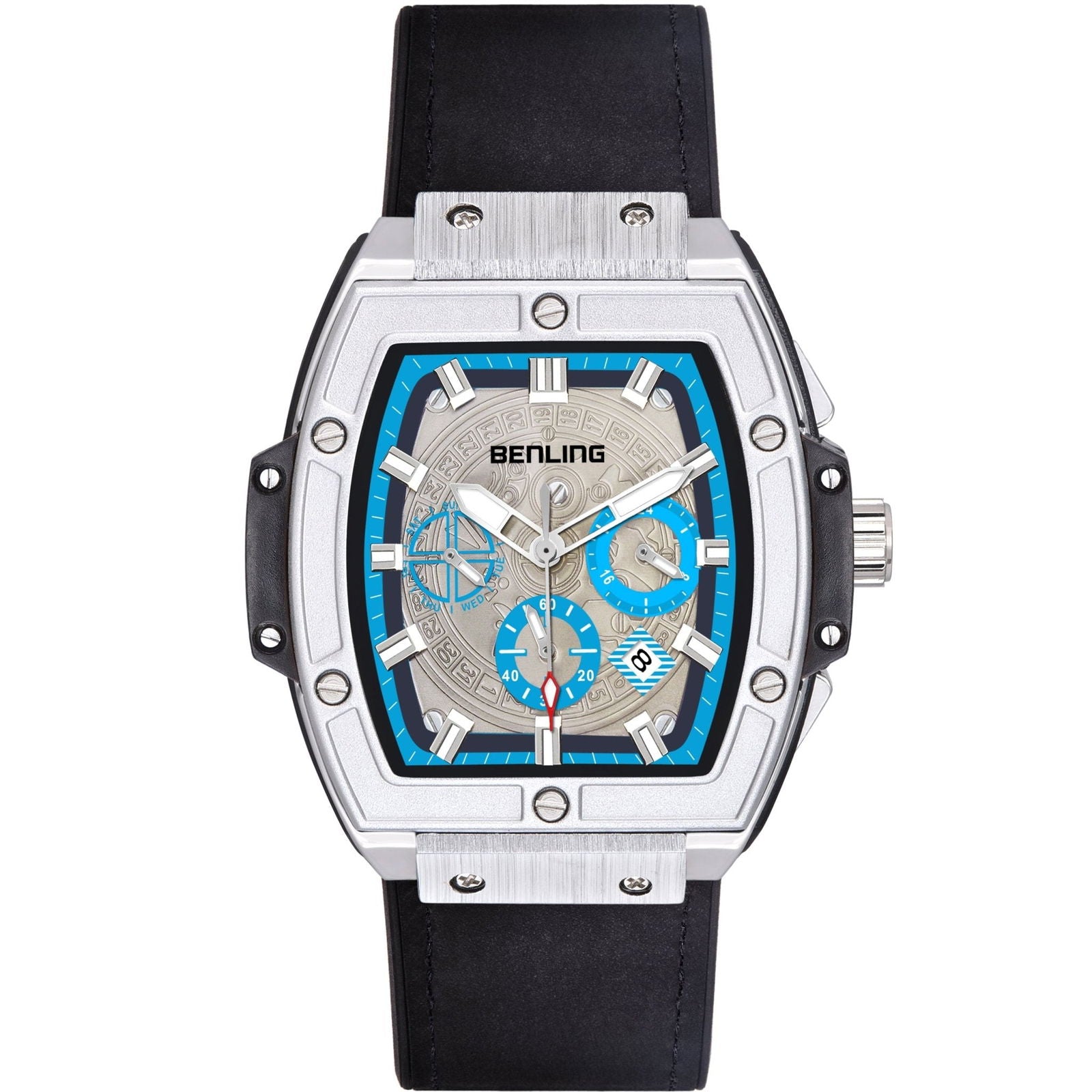 Benling Big Bang Series Multifunctional Square Shaped Steel Dial with Date Display Automatic Watch