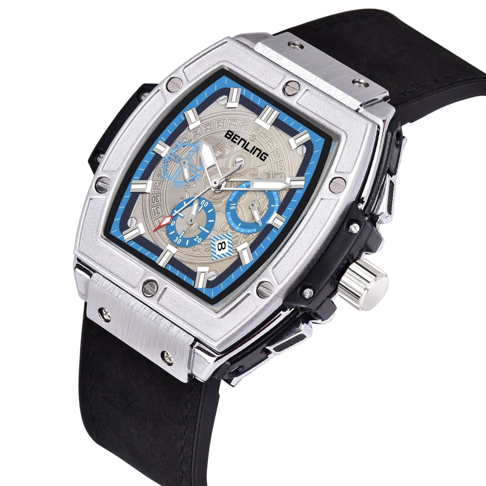 Benling Big Bang Series Multifunctional Square Shaped Steel Dial with Date Display Automatic Watch