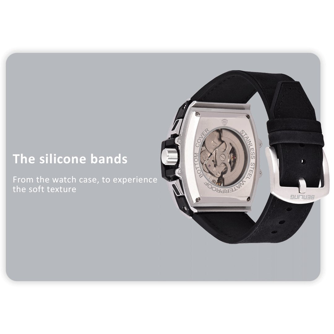 Benling Big Bang Series Multifunctional Square Shaped Steel Dial with Date Display Automatic Watch