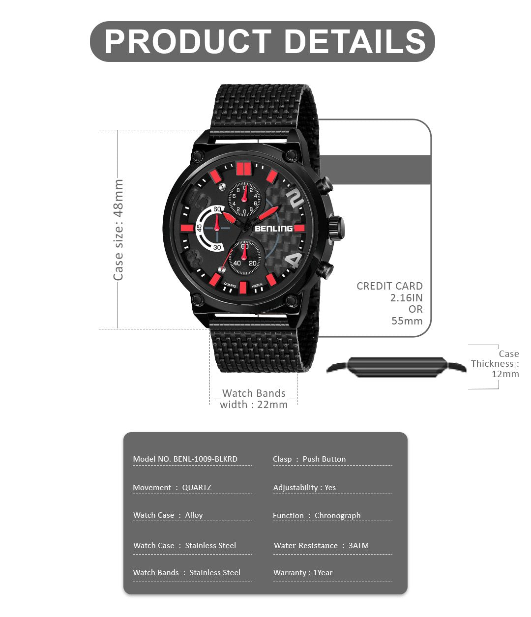 Benling Chronograph Series with Milanese Mesh Band Analog Watch