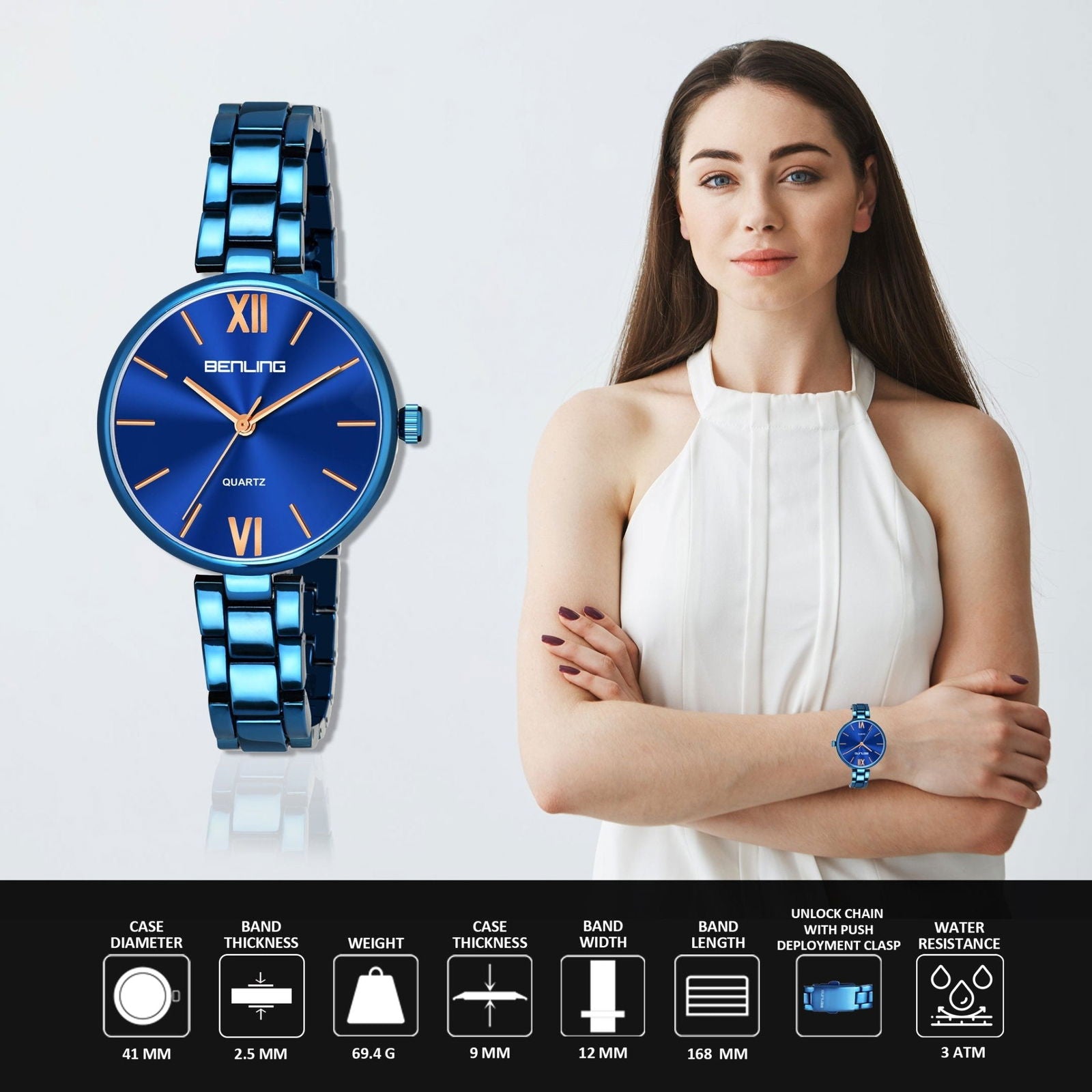 Benling Classic Series Stainless Steel bracelet Watch for Women